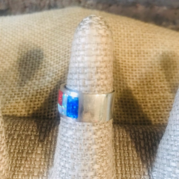 Goldie Lew Sterling Silver Colorful Opal Ring 7.5 - Picture 5 of 6